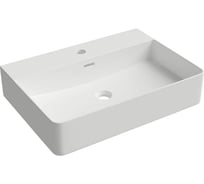 Раковина накладная прямоугольная с отверстием под смеситель AQUEDUTO ESPIRAL 590×420, белый глянцевый ESP0510