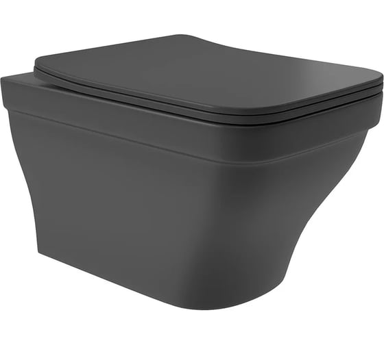 Подвесной унитаз AQUEDUTO ESTETA 520х370 безободковый, сиденье с микролифтом, черный матовый EST0140