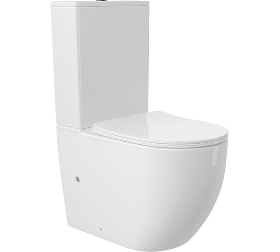 Унитаз напольный AQUEDUTO OVO Plus 610х360 безободковый с бачком, Tornado, сиденье с микролифтом, белый глянцевый AQDSOVOT9210