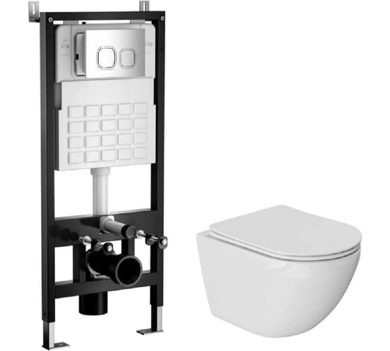 Комплект система инсталляции МЕХАНИКА 500+унитаз МЕРИДИАН/MERIDIAN+квадратная кнопка A3 хром WAVE, 553421