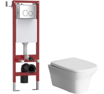 Комплект система инсталляции МЕХАНИКА 380+унитаз СТОУН/STONE+круглая кнопка W3 хром WAVE, 558459