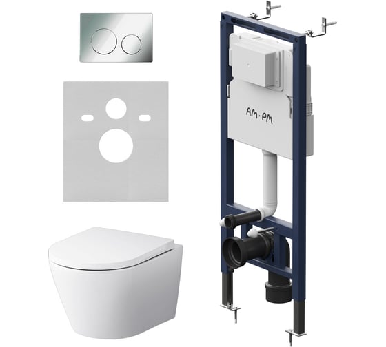 Инсталляция AM.PM MasterFit с клавишей L хром глянц, с подвесным унитазом X-Joy Aquaspin IS130151.851900