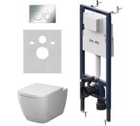 Инсталляция AM.PM MasterFit с клавишей L хром глянц, с подвесным унитазом Gem Aquaspin IS130151.901901