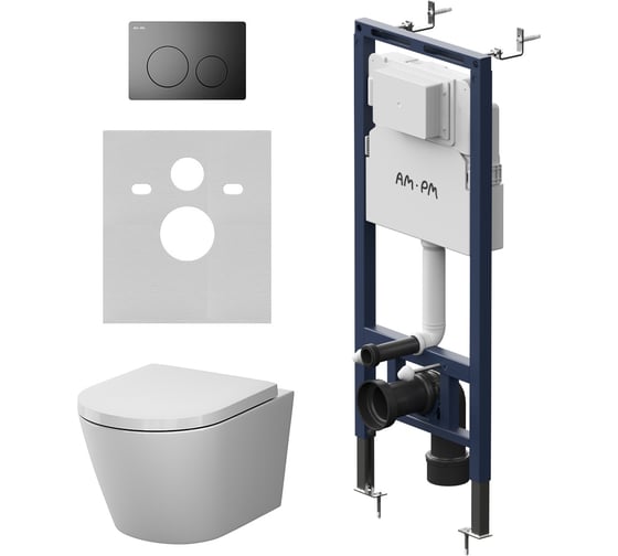 Инсталляция AM.PM MasterFit с клавишей L черный матовый, с подвесным унитазом X-Joy Aquaspin IS130138.851900