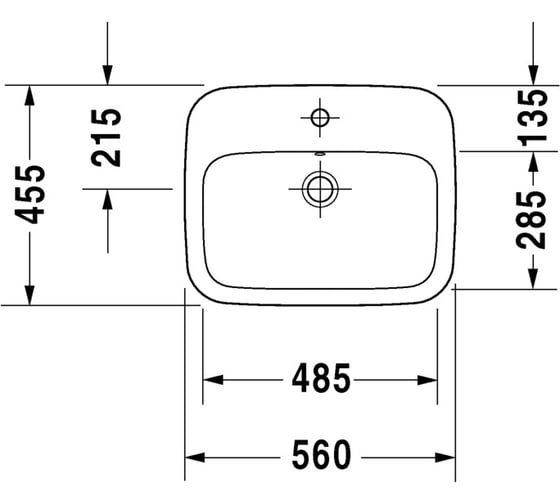 Встраиваемый умывальник Duravit DURASTYLE 560x455 0374560000 00242752