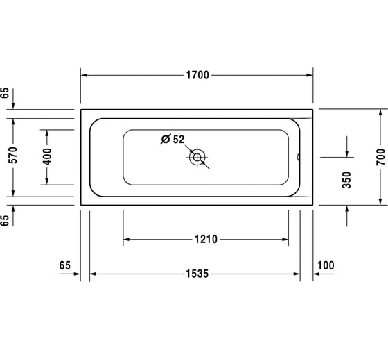 Прямоугольная ванна Duravit D-Code 170x70 700097000000000 00242865