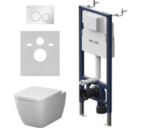 Инсталляция AM.PM PrimeFit с клавишей L белый глянц с подвесным унитазом Gem Aquaspin IS90101.901901