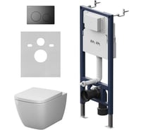 Инсталляция AM.PM PrimeFit с клавишей L черный матовый, с подвесным унитазом Gem Aquaspin IS90138.901901