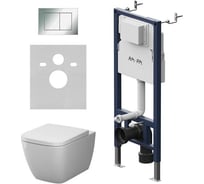 Инсталляция AM.PM PrimeFit с клавишей S хром глянц с подвесным унитазом Gem Aquaspin IS90251.901901