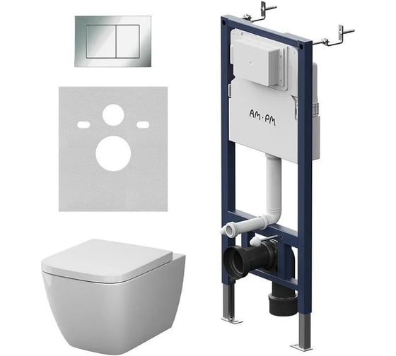 Инсталляция AM.PM PrimeFit с клавишей S хром глянц с подвесным унитазом Gem Aquaspin IS90251.901901