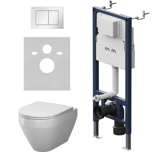 Инсталляция AM.PM PrimeFit с клавишей S белый глянц с подвесным унитазом Spirit V2.0 Aquaspin IS90201.701900