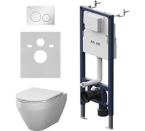 Инсталляция AM.PM PrimeFit с клавишей L белый глянц с подвесным унитазом Spirit V2.0 Aquaspin IS90101.701900