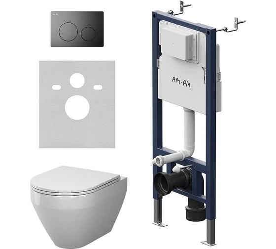 Инсталляция AM.PM PrimeFit с клавишей L черный матовый с подвесным унитазом Spirit V2.0 Aquaspin IS90138.701900