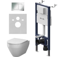 Инсталляция AM.PM PrimeFit с клавишей S хром глянц с подвесным унитазом Spirit V2.0 Aquaspin IS90251.701900