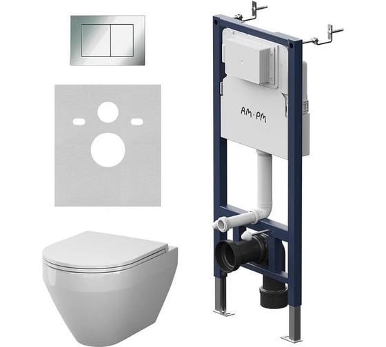 Инсталляция AM.PM PrimeFit с клавишей S хром глянц с подвесным унитазом Spirit V2.0 Aquaspin IS90251.701900