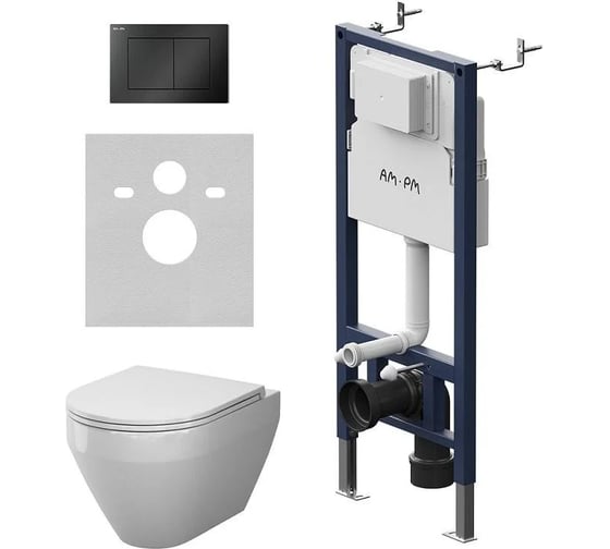 Инсталляция AM.PM PrimeFit с клавишей S черный матовый с подвесным унитазом Spirit V2.0 Aquaspin IS90238.701900