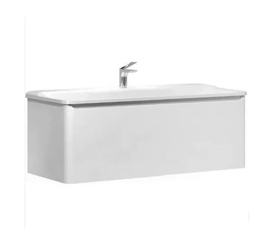 Тумба подвесная с раковиной RAVAL Welto, 100 см, с ящиками, белая, прямоугольная, из МДФ RAVSET006