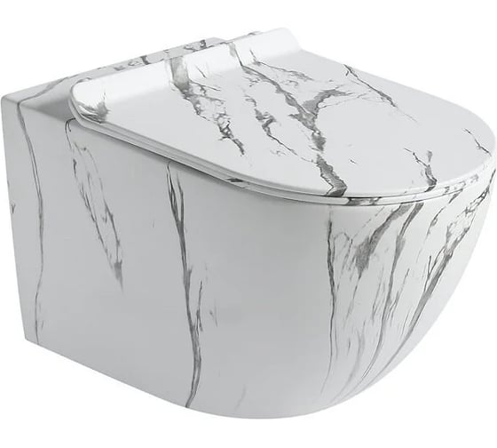 Унитаз подвесной Santi Line безободковый, система смыва Tornado (матовый под мрамор) SL-5002T-MM