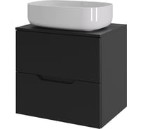 Тумба с раковиной подвесная Agger Свит SWE600ETBL-ST-7540W 60 столешница МДФ, черный матовый X303760204