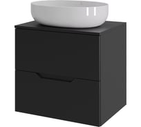 Тумба с раковиной подвесная Agger Свит SWE600ETBL-ST-5520W 60 столешница МДФ, черный матовый X254030204