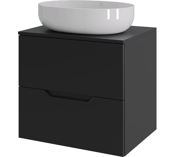 Тумба с раковиной подвесная Agger Свит SWE600ETBL-ST-5520W 60 столешница МДФ, черный матовый X254030204