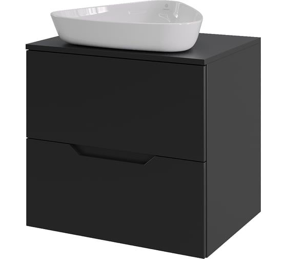 Тумба с раковиной подвесная Agger Свит SWE600ETBL-ST-7500W 60 столешница МДФ, черный матовый X297939204