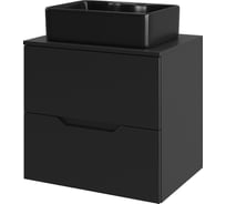 Тумба с раковиной подвесная Agger Свит SWE600ETBL-ST-1475B 60 столешница МДФ, черный матовый X209936204