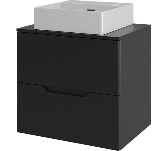 Тумба с раковиной подвесная Agger Свит SWE600ETBL-ST-4405W 60 столешница МДФ, черный матовый X220828204