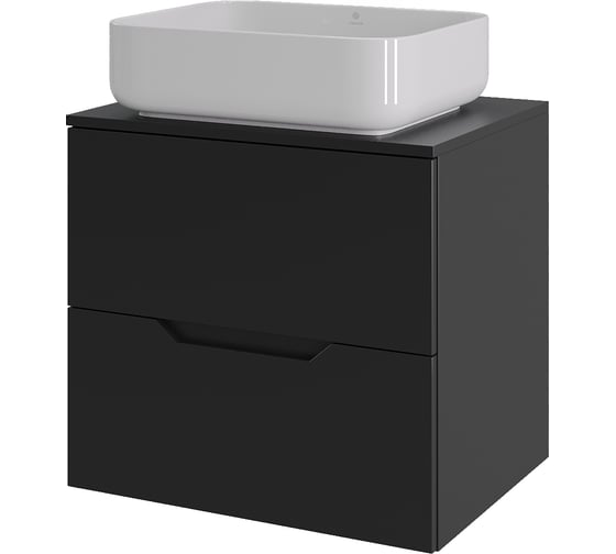 Тумба с раковиной подвесная Agger Свит SWE600ETBL-ST-5500W 60 столешница МДФ, черный матовый X237137204