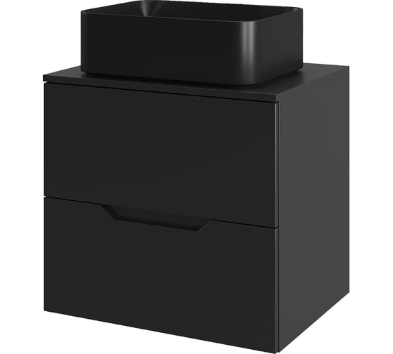 Тумба с раковиной подвесная Agger Свит SWE600ETBL-ST-2460B 60 столешница МДФ, черный матовый X209992044