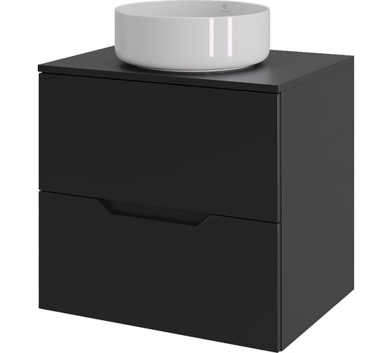 Тумба с раковиной подвесная Agger Свит SWE600ETBL-ST-9360W 60 столешница МДФ, черный матовый X314672044