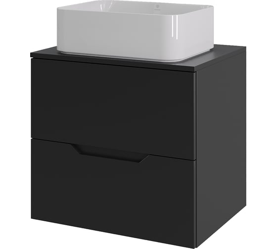 Тумба с раковиной подвесная Agger Свит SWE600ETBL-ST-2460W 60 столешница МДФ, черный матовый X215362044