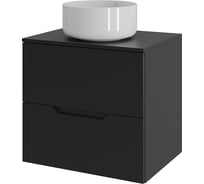 Тумба с раковиной подвесная Agger Свит SWE600ETBL-ST-7345W 60 столешница МДФ, черный матовый X276082044