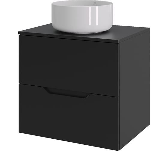 Тумба с раковиной подвесная Agger Свит SWE600ETBL-ST-7345W 60 столешница МДФ, черный матовый X276082044