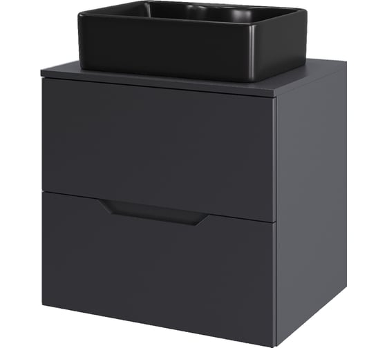 Тумба с раковиной подвесная Agger Свит SWE600ETGR-ST-1475B60 столешница МДФ, графит матовый X337022044