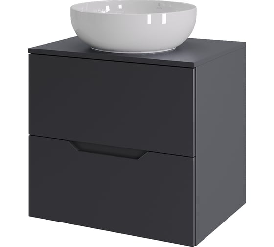 Тумба с раковиной подвесная Agger Свит SWE600ETGR-ST-7420W 60 столешница МДФ, графит матовый X447416204