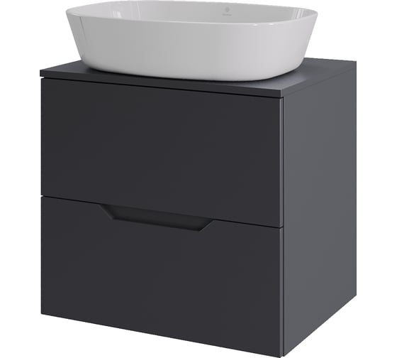 Тумба с раковиной подвесная Agger Свит SWE600ETGR-ST-8500W 60 столешница МДФ, графит матовый X485759204