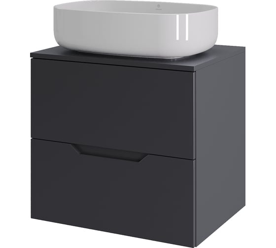 Тумба с раковиной подвесная Agger Свит SWE600ETGR-ST-7540W 60 столешница МДФ, графит матовый X474944204