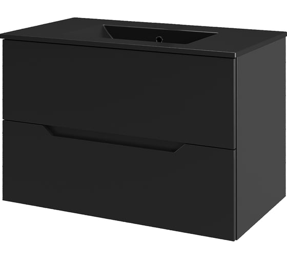 Тумба с раковиной подвесная Agger Свит 80, черный матовый SWE800ETBL-3800B