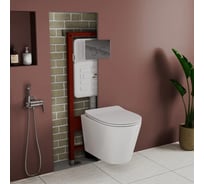 Комплект Bauedge BAU 6 в 1: усиленная инсталляция BAU IDEAL, унитаз подвесной безободковый Bau Nimb Hurricane смыв торнадо, быстросъемное тонкое сиденье дюропласт микролифт, клавиша BAU Round, хром E458103-BK0001-HQ-E00113