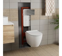 Комплект Bauedge BAU 6 в 1: усиленная инсталляция BAU IDEAL, унитаз подвесной безободковый Bau Dream 53, сиденье дюропласт микролифт, клавиша BAU Wheel антивандальная, нерж. сталь хром E458103-BL0002-E00117