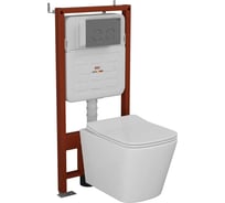 Комплект Bauedge BAU 6 в 1: инсталляция BAU PRO для подвесного унитаза, унитаз подвесной безободковый вихревой со скрытым сливом Bau Stil Hurricane-5, сиденье быстросъемное микролифт, клавиша BAU Round Gun gray, серый металлик E458103-BS0001-HQ5-E00114