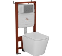 Комплект Bauedge BAU 6 в 1: инсталляция BAU PRO для подвесного унитаза, унитаз подвесной безободковый вихревой со скрытым сливом Bau Stil Hurricane-5, сиденье быстросъемное микролифт, клавиша BAU Wheel антивандальная, нерж сталь E458103-BS0001-HQ5-E00118