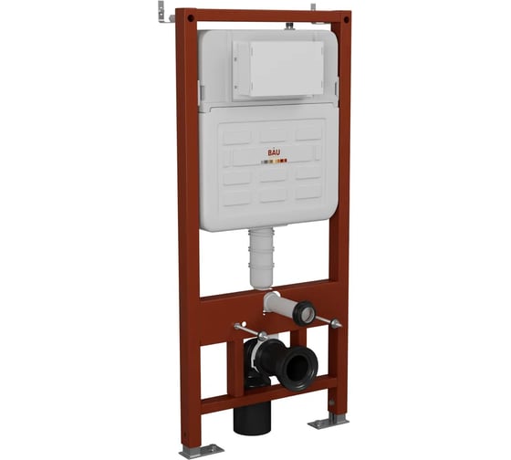 Комплект Bauedge BAU 6 в 1: усиленная инсталляция BAU IDEAL, унитаз безободковый Bau Nimb Hurricane смыв торнадо, быстросъемное тонкое сиденье дюропласт микролифт, клавиша Gun Grey,темно-серый металлик/хром E458103-BK0001-HQ-E00121