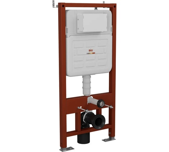 Комплект Bauedge BAU 6 в 1: усиленная инсталляция BAU IDEAL, унитаз подвесной безободковый Bau Dream 53, сиденье дюропласт микролифт, клавиша BAU Light антивандальная, нерж. сталь хром E458103-BL0002-E00105