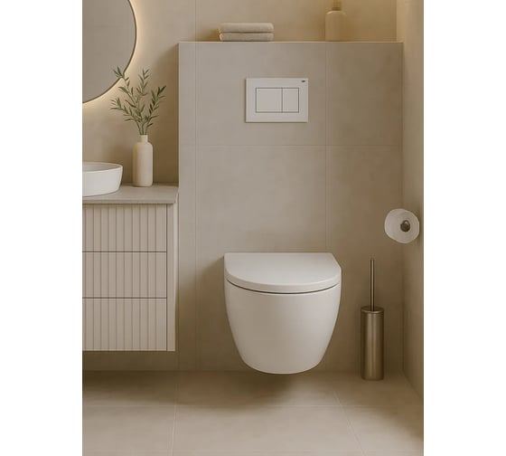 Унитаз подвесной безободковый торнадо Bauedge Bau Hotel, быстросъёмное сиденье микролифт, BH0001-HQ5