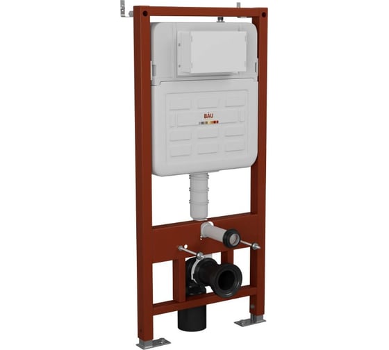 Комплект Bauedge BAU 6 в 1: усиленная инсталляция BAU IDEAL, унитаз подвесной безободковый Bau Nimb Hurricane смыв торнадо, быстросъемное тонкое сиденье дюропласт микролифт, клавиша Gun gray, серый металлик E458103-BK0001-HQ-E00114