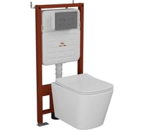 Комплект Bauedge BAU 6 в 1: усиленная инсталляция BAU IDEAL, унитаз подвесной безободковый Bau Stil Hurricane, быстросъемное тонкое сиденье дюропласт микролифт, клавиша BAU Round Gun gray, серый металлик E458103-BS0001-HQ-E00114
