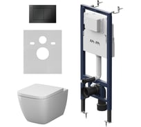 Инсталляция AM.PM MasterFit с клав S черный матовый с подвесным унитазом Gem Aquaspin IS130238.901901