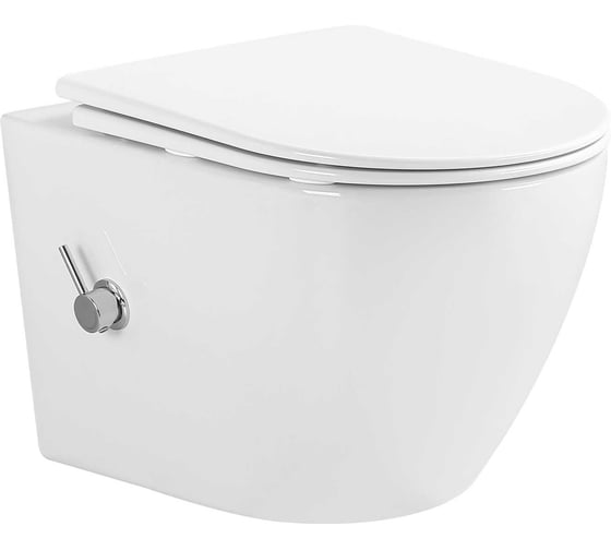 Унитаз подвесной EvaGold EG100B безободковый с биде сиденье тонкое ДП крепления EG070036